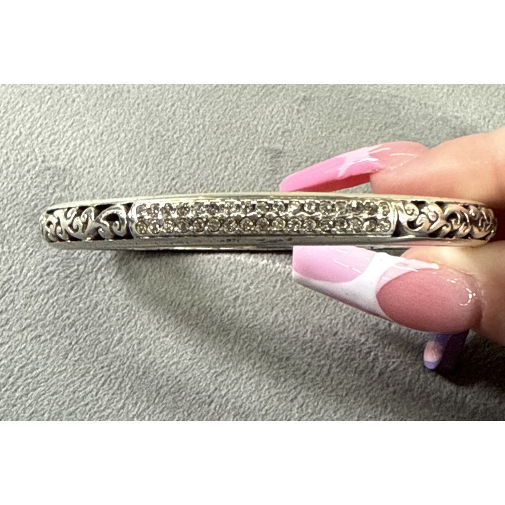 Brighton Silver Slim Bangle Hinged Bracelet Lot of 5 Rhinestones Benefits Chrty - Picture 5 of 16